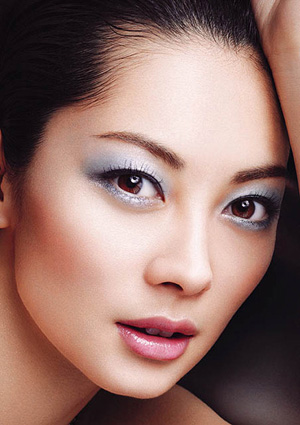 Pretty Asian Face With Blue Eyeshadow